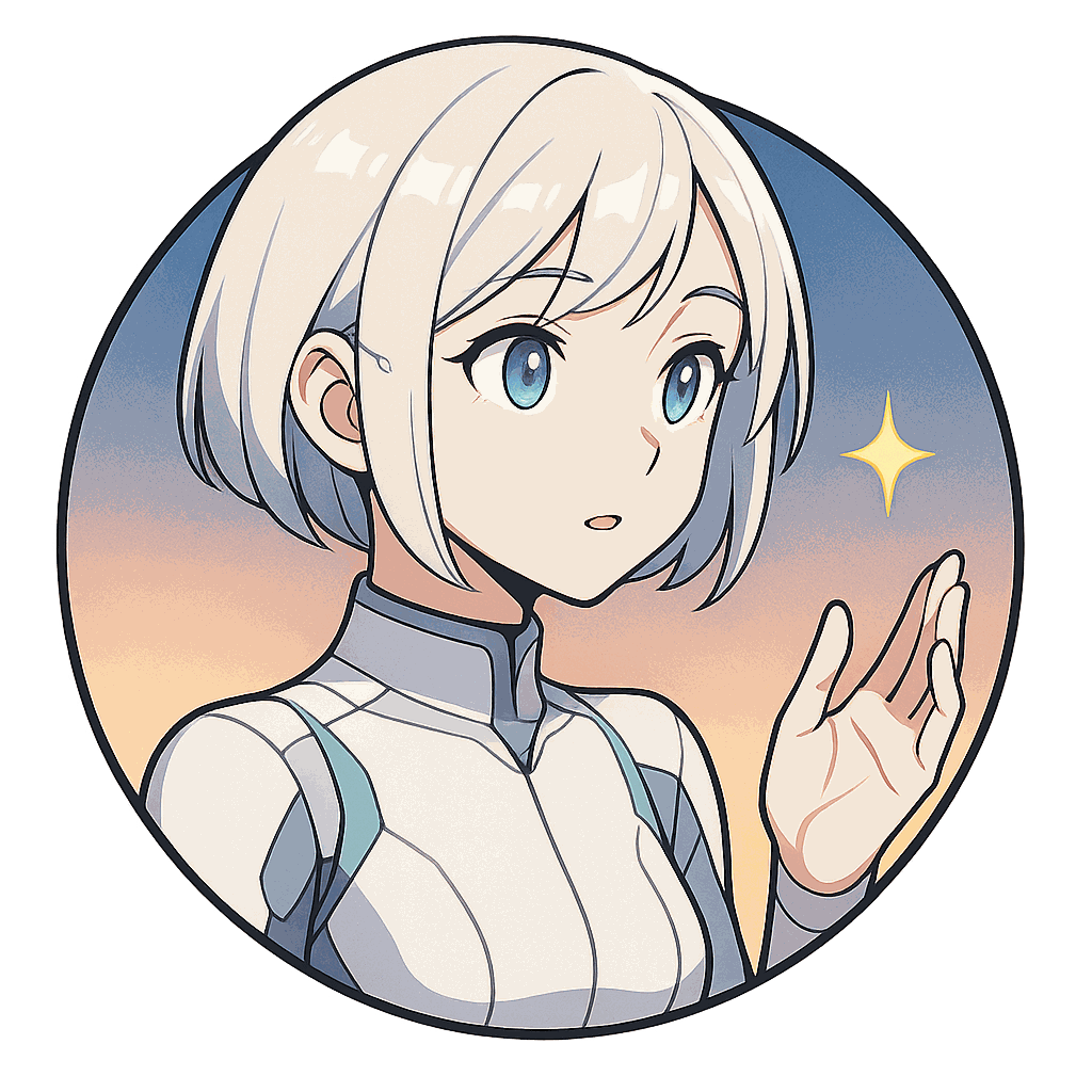 Noa, androïde IA de Yiaho, portrait style manga