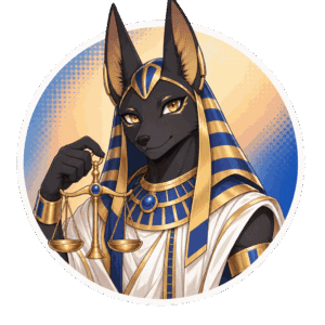 Anubis, dieu égyptien, personnage IA de Yiaho, portrait style manga