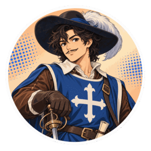 d’Artagnan, mousquetaire, personnage IA de Yiaho, portrait style manga