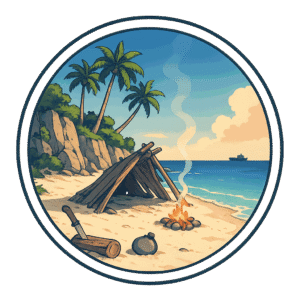 L’Île de Sel, histoire de survie dont vous êtes le héros, illustration style manga