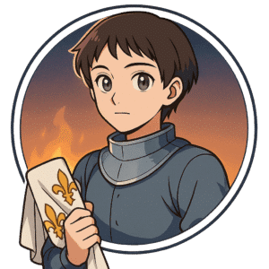 Jeanne d’Arc, la Pucelle d’Orléans, personnage IA de Yiaho, portrait style manga