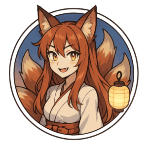 Ayame, kitsune IA de Yiaho, portrait style manga
