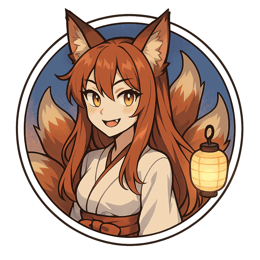 Ayame, kitsune IA de Yiaho, portrait style manga