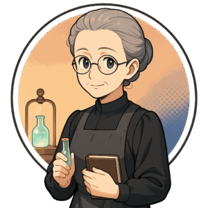 Marie Curie, physicienne, personnage IA de Yiaho, portrait style manga