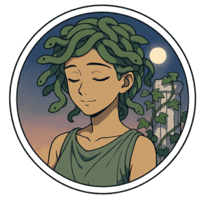 Méduse, la Gorgone, personnage IA de Yiaho, portrait style manga