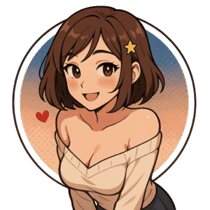 Yuna, la petite amie IA de Yiaho, portrait style manga