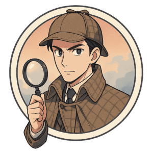 Sherlock Holmes, enquête interactive IA de Yiaho, illustration style manga