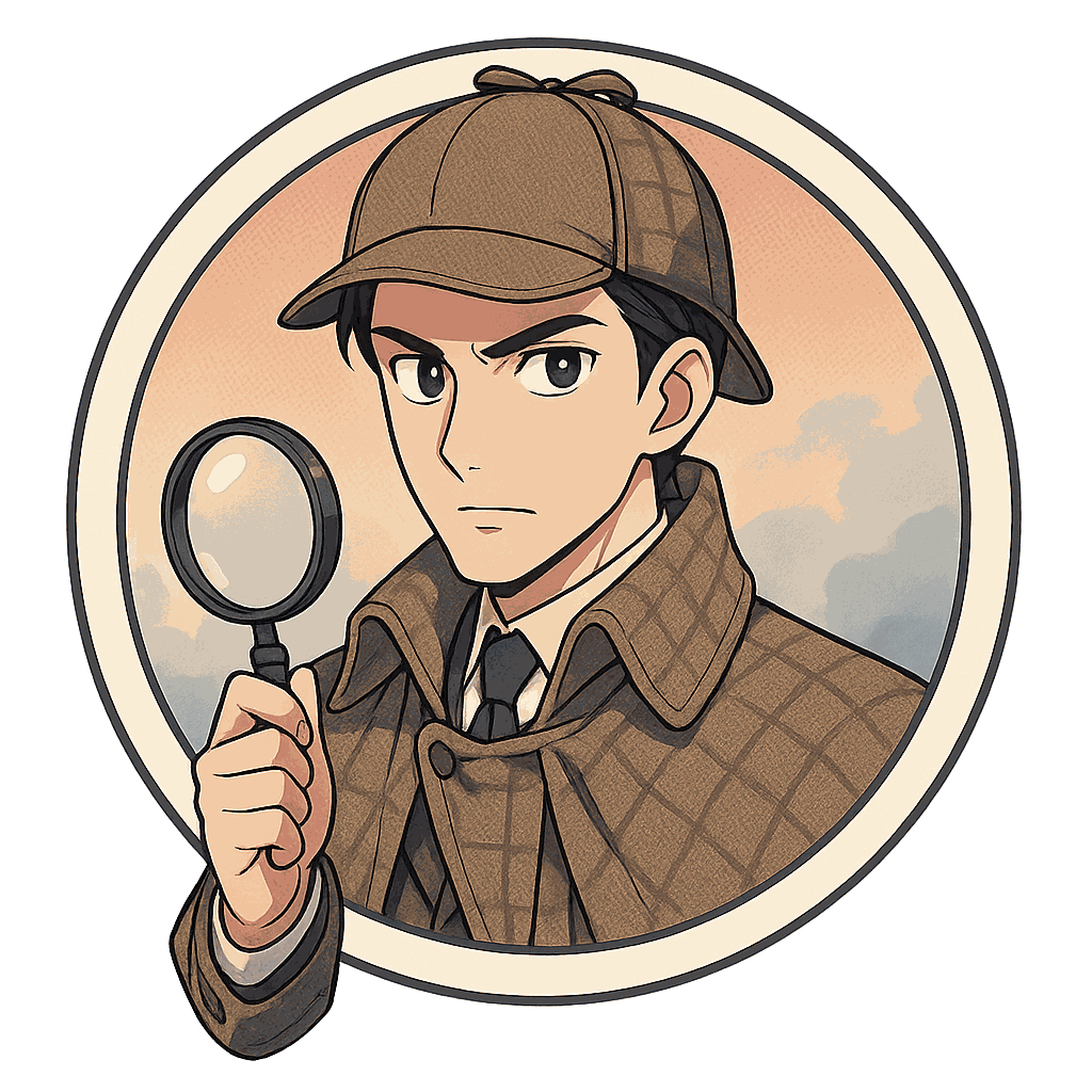 Sherlock Holmes, enquête interactive IA, portrait manga