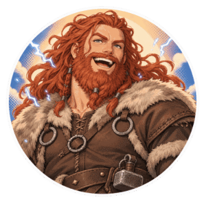 Thor, dieu du tonnerre nordique, personnage IA de Yiaho, portrait style manga