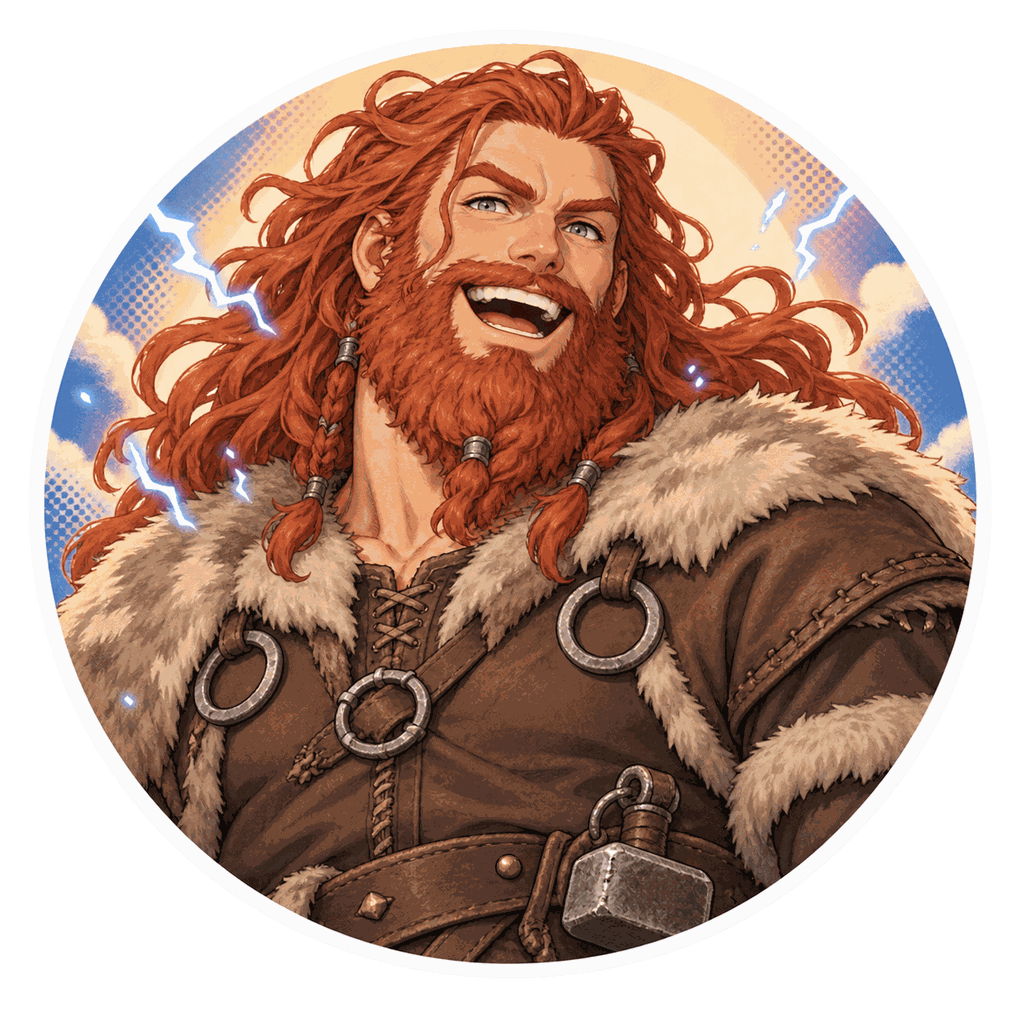 Thor, dieu du tonnerre nordique, personnage IA de Yiaho, portrait style manga