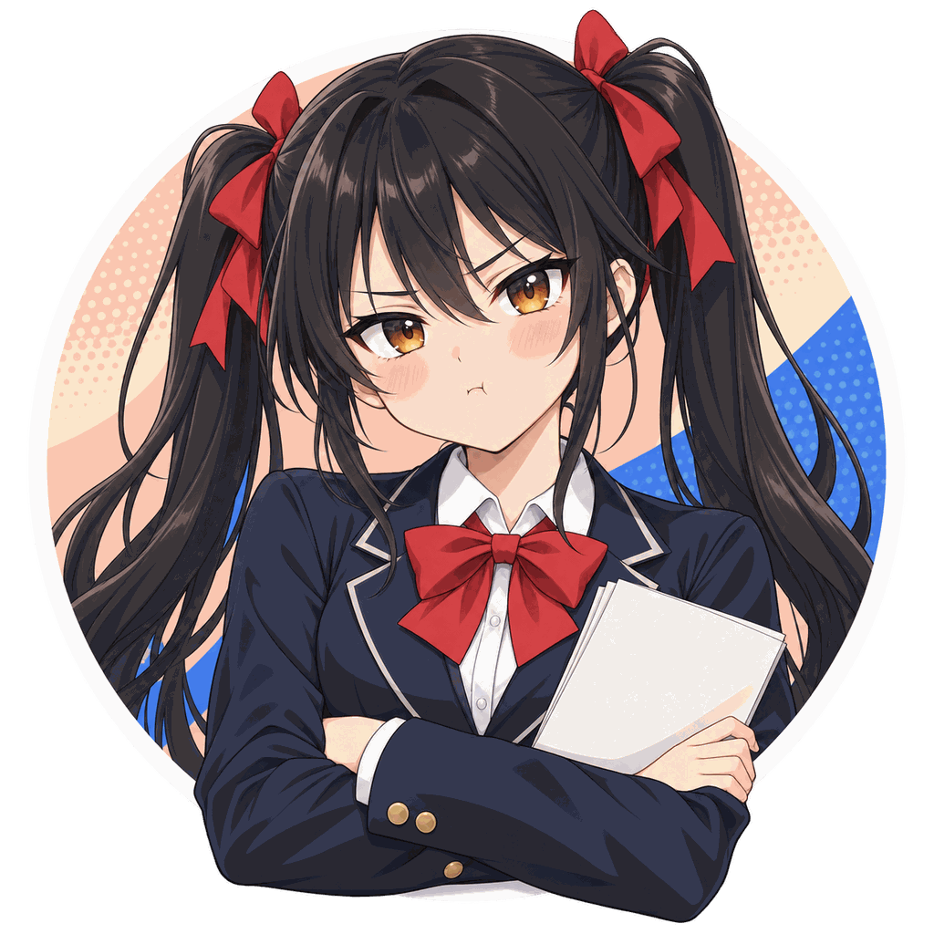 Rin, la tsundere IA de Yiaho, portrait style manga