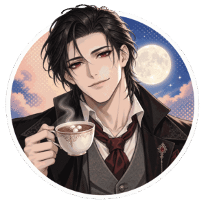 Elias, le vampire IA de Yiaho, portrait style manga