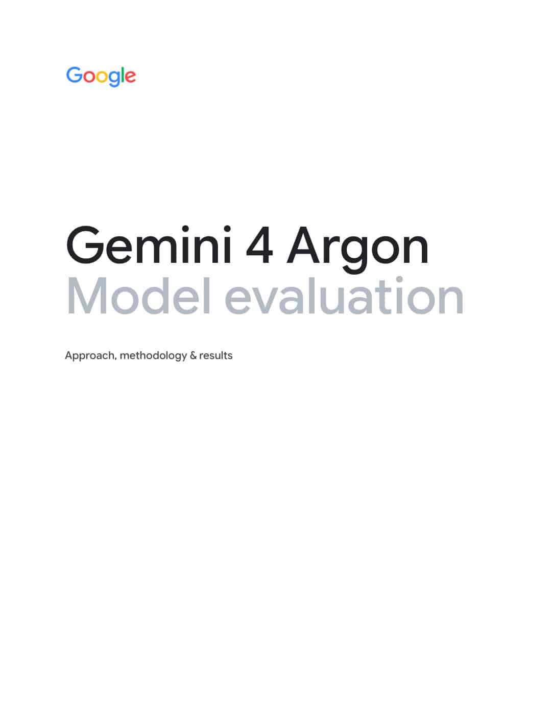 Couverture du document technique officiel Gemini 4 Argon Model evaluation publié par Google le 30 septembre 2026